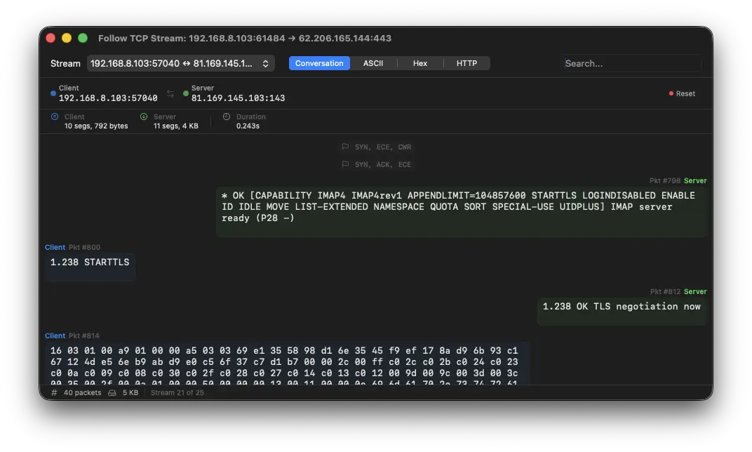 Follow TCP Stream window