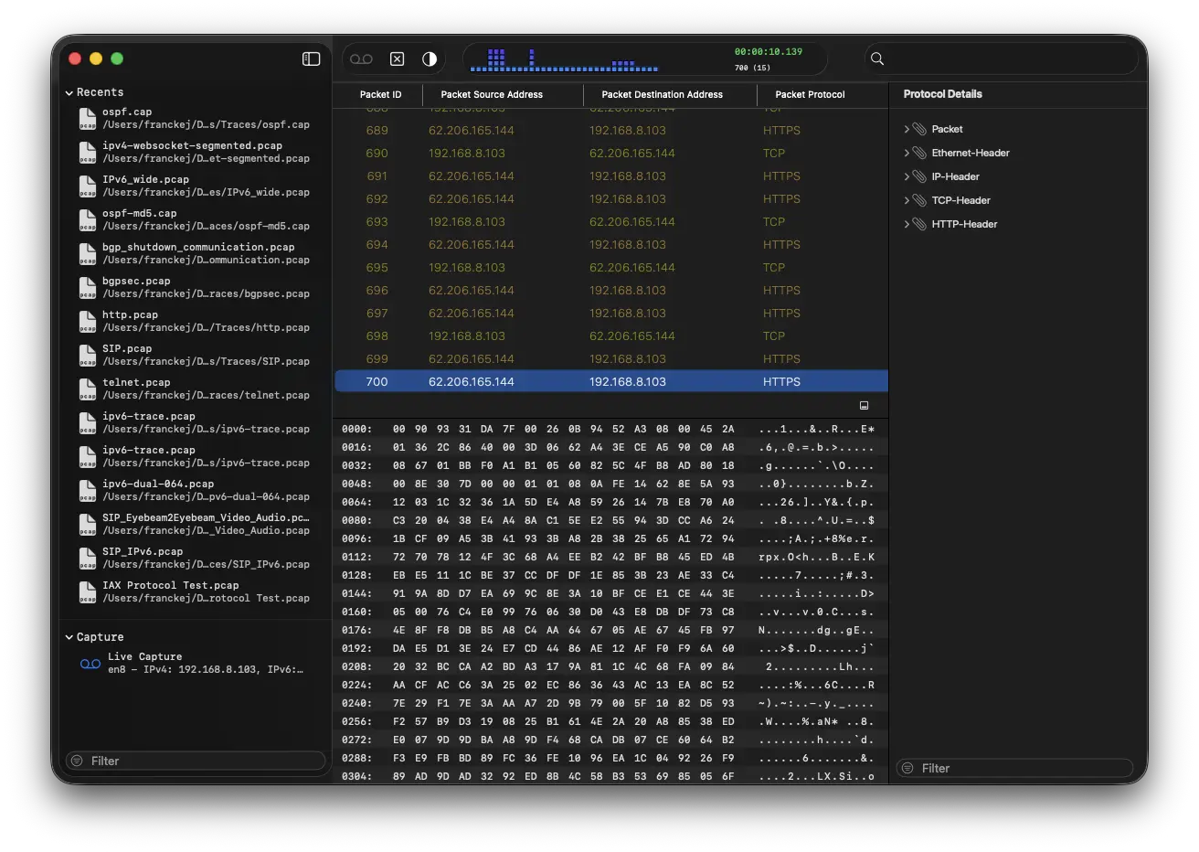 Live capture document window